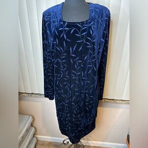 Teddi blue velour dress glitter pattern matching long-sleeve jacket Size 16